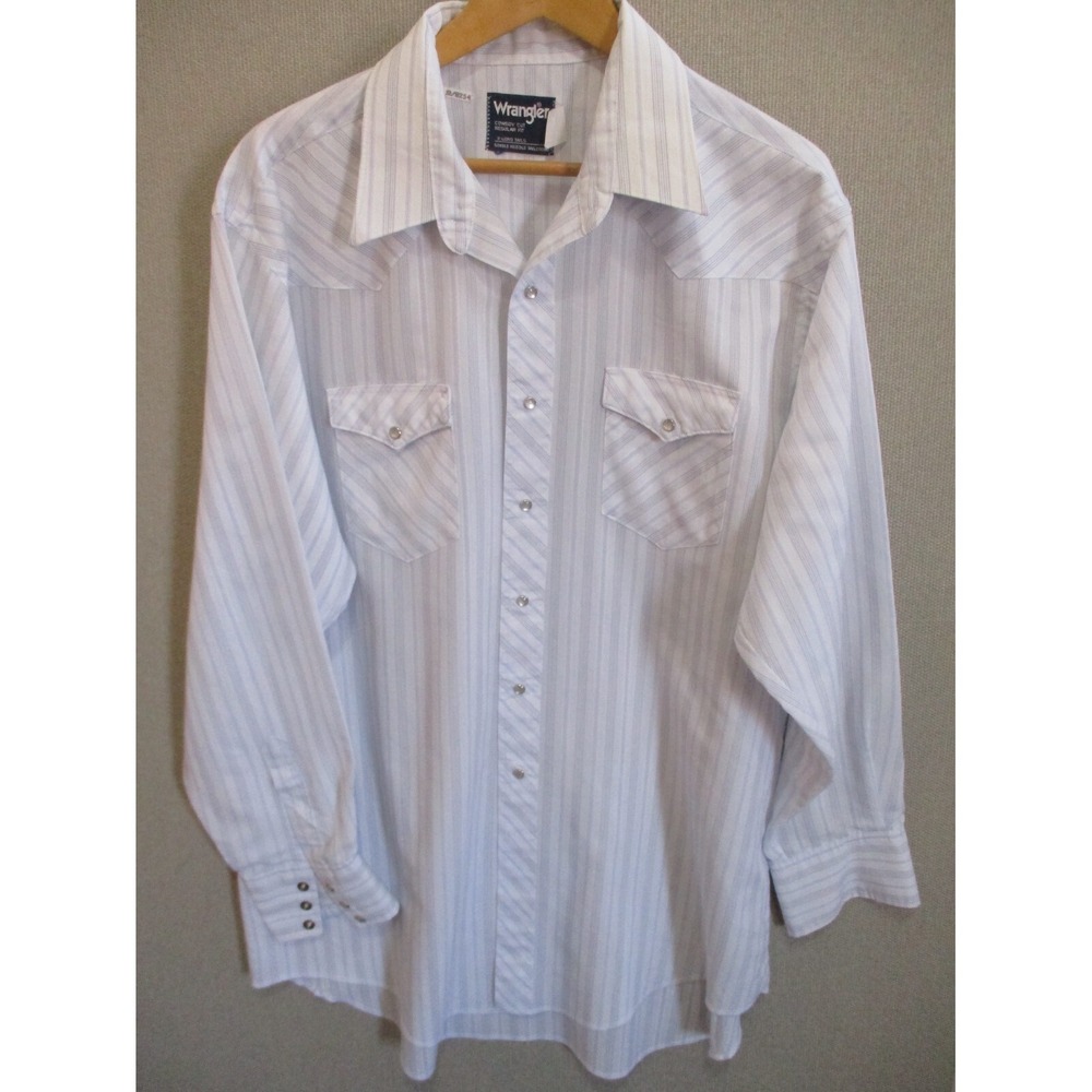 Vintage Wrangler Mens Size XXL Pearl Snap Shirt Striped Cowboy Western Long Tail
